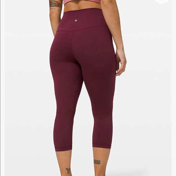 Burgundy Lulu Crop Pants Lululemon Leggings Women's Pink Burgundy